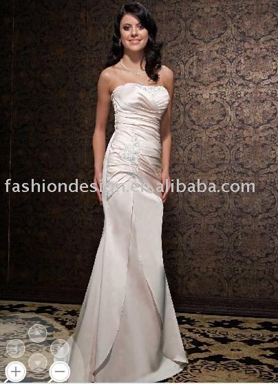 YS2237 Simple styles light pink satin wedding dress