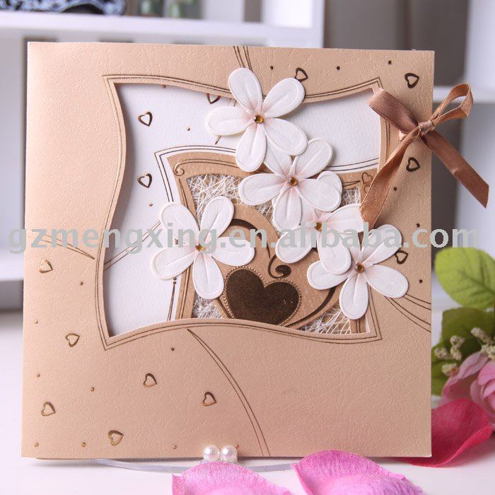 handmade decoration wedding cards with lovely flowers T002