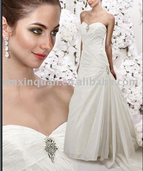 EFW500 Unique sweetheart pleated jeweled wedding dress