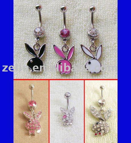 See larger image: Mixed 6 pcs PlayBoy CRYSTAL Piercing Belly Bars ,body 