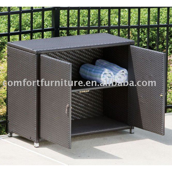 Outdoor Wicker Storage Cabinet