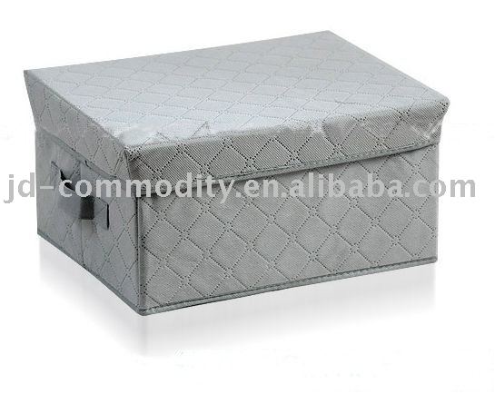 Fyore Linen Foldable Storage Bin Washable Clothes Large Organizer Box with Lid and Double Zippers Closure for Kids Toys Books Grey