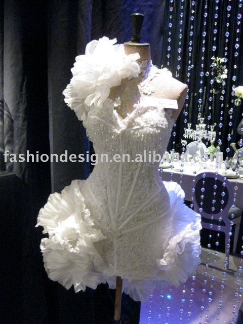 REAL147 2011 Reality elegant mini length lace beaded wedding dresses