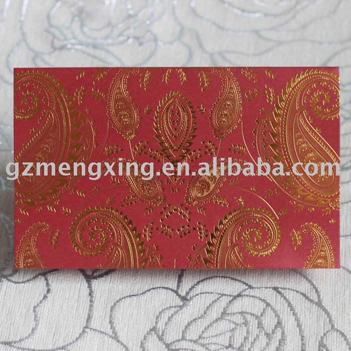hindu wedding Invitation Card with vivid embossed patternsHW018