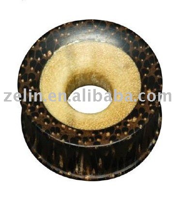 See larger image: hollow core wood ear plug piercing jewelry