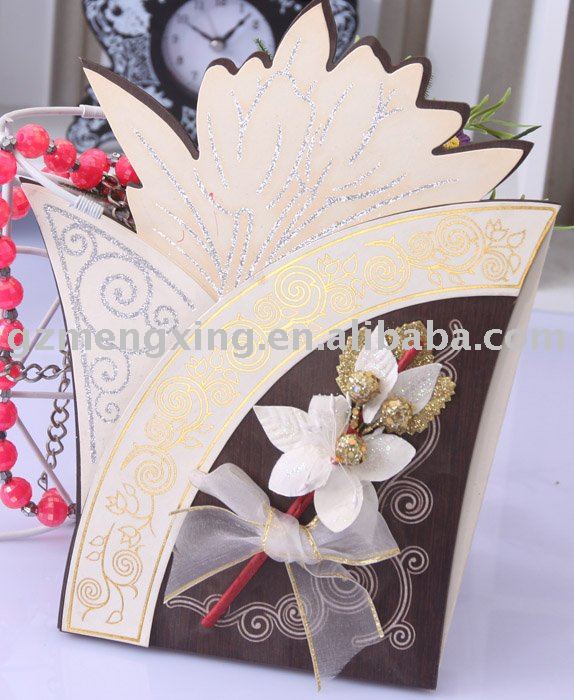 See larger image unique shape wooden wedding cards with decoration 