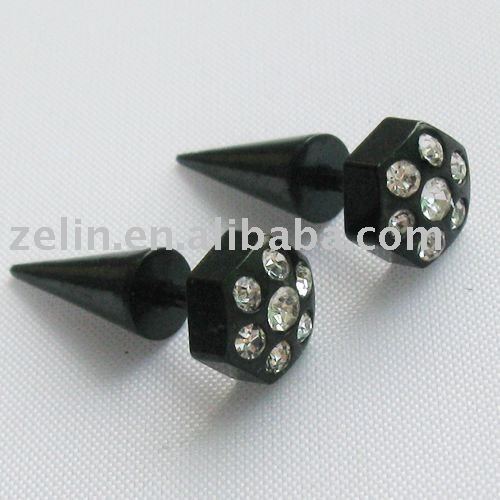 See larger image: Black Men,Lady Stud Earring Ear Plug Fake Piercing PAIR 