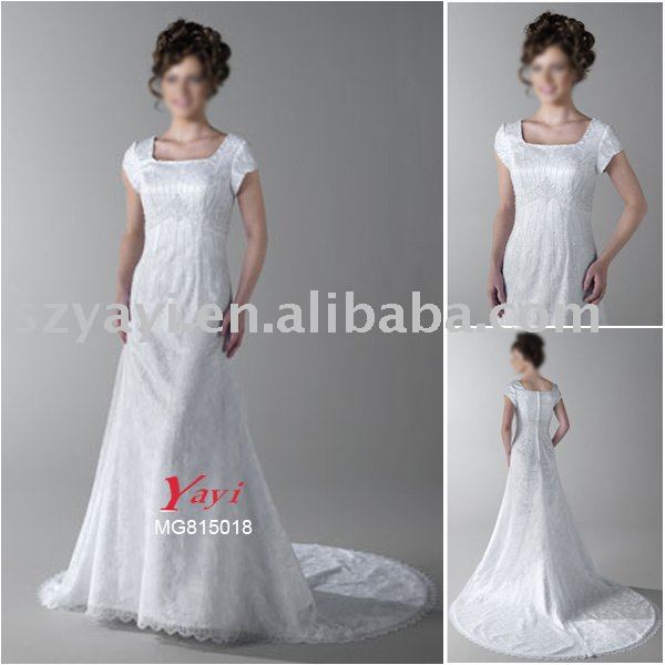 New style lace with beading short sleeve mother apparel wedding dress gown