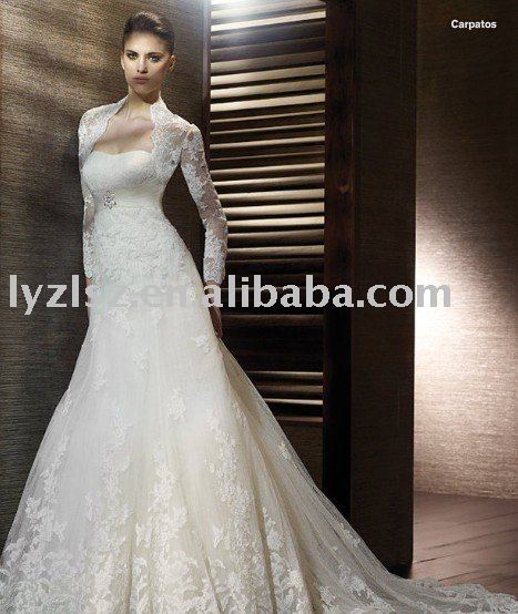 2012 new style HY2266 lace long sleeves wedding gown