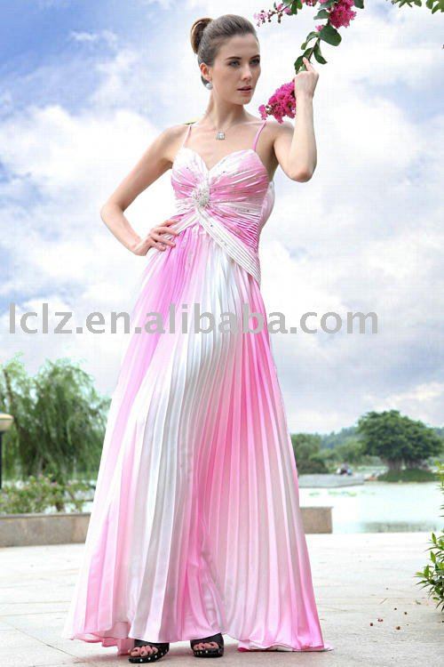 D30193 pink mix white bridesmaid dress Aline beaded ruffle uneckbackless