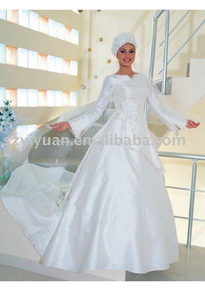 2011 new style silk with veil arabic wedding dress