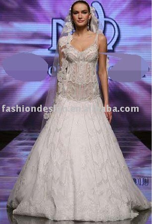 AWD174 2011 custom made lace appliques Lebanon wedding dress