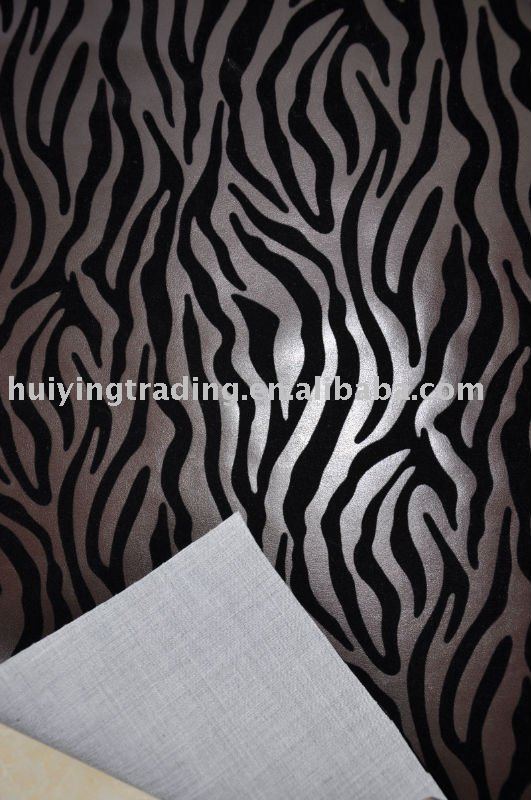 PVC flock leather with Zebra designChina Mainland