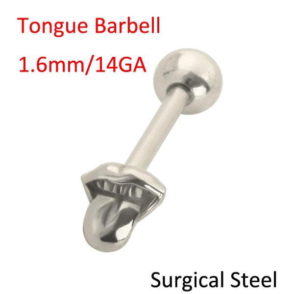 See larger image: Surgical steel casting tongue piercing barbell Tongue 
