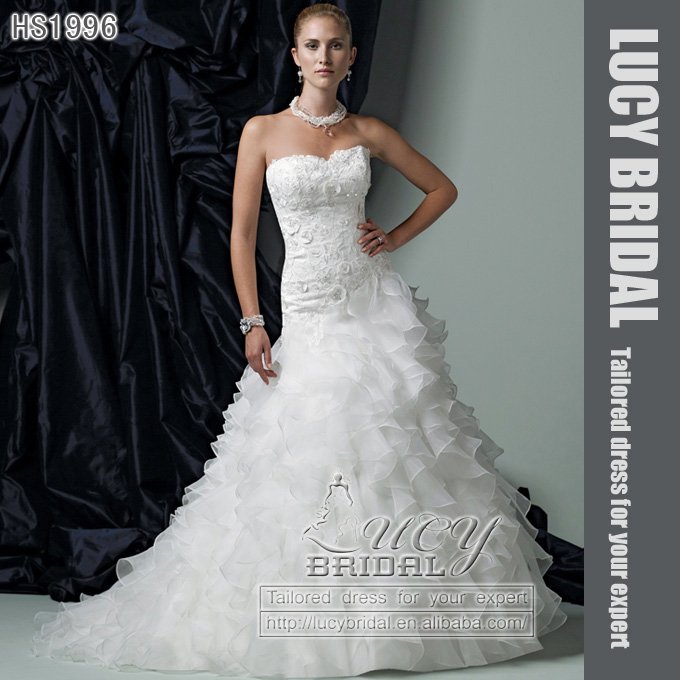 new arrival flower lace beaded bridal wedding dress HS1996