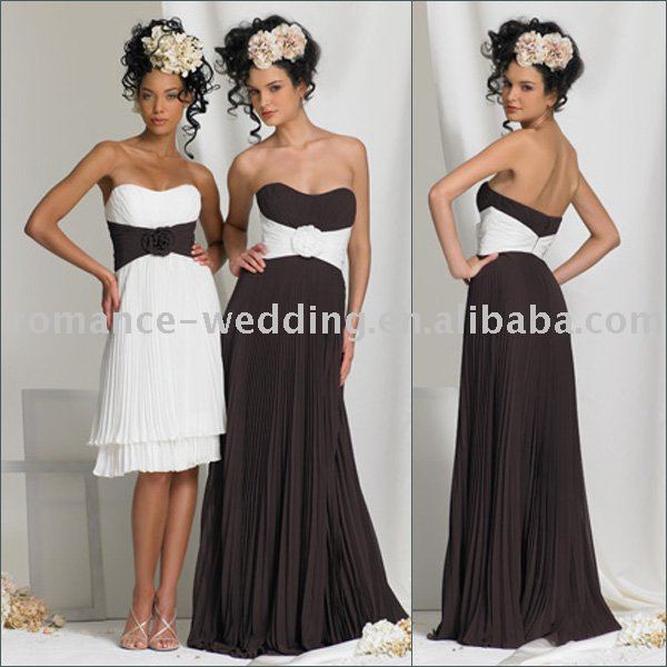 BJ0068 White Belt Sweetheart Strapless Brown Bridesmaid Dress