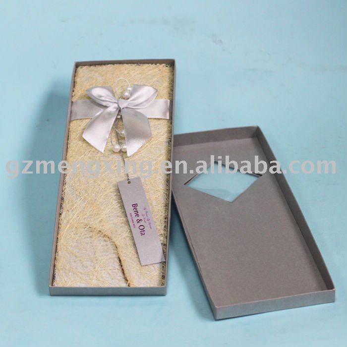 chic handmade wedding invitation card with nice bow T159