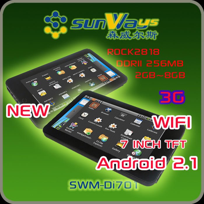 See larger image: 7 inch Android 2.1 broadband wireless isp