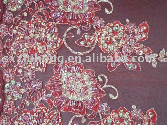 Chinese hand embroidery fabric for wedding dress wedding dress fabric