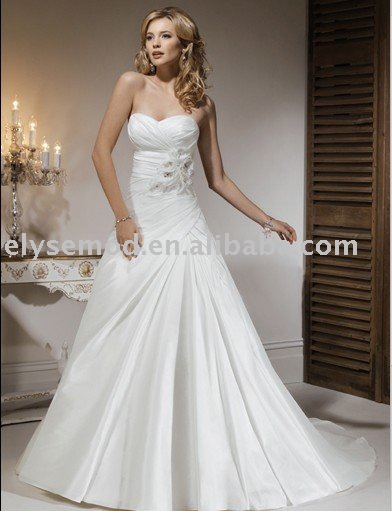 2011 famous designer satin strapless wedding dress 8043