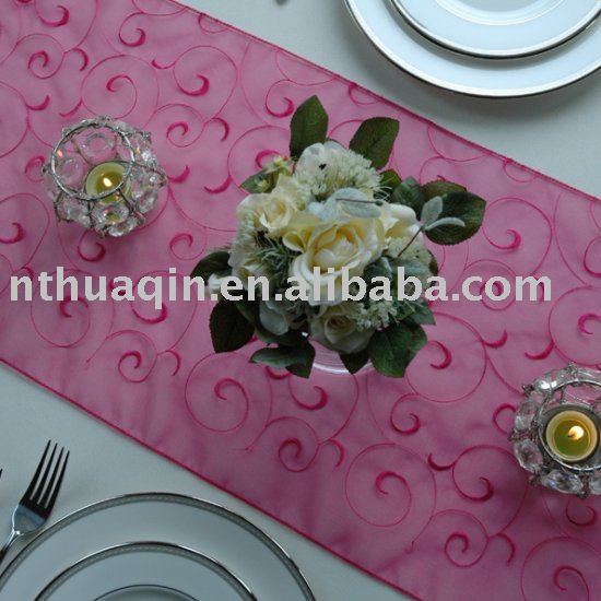 Embroidered organza table runner