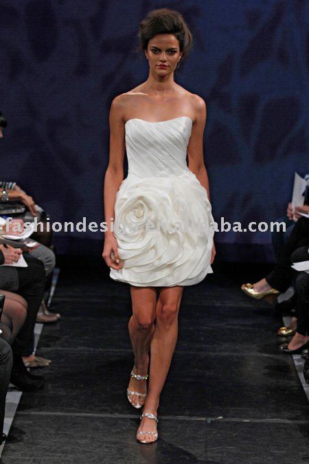 AH117 2011designer strapless rose skirt mini wedding dress