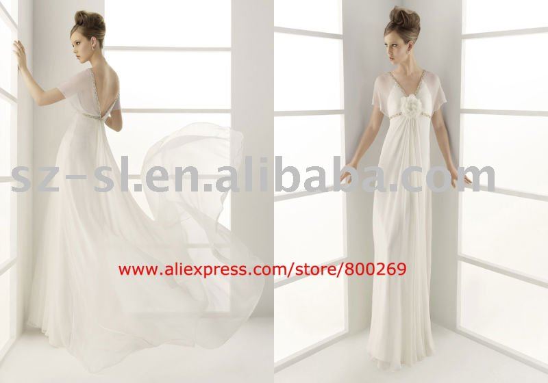 Column short sleeve informal wedding dress 2011 SL4512