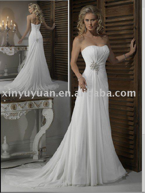 2011 Strapless Best Hot Sell Chiffon Beach Wedding dress MA827