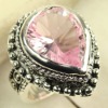 crystal jewelry 925 silver fashion gemstone ring pink topaz