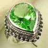 crystal jewelry 925 silver fashion gemstone ring green quartz