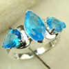 crystal jewelry 925 silver fashion gemstone ring blue topaz