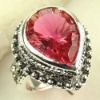 crystal ring 925 silver fashion gemstone ring red kunzite