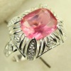 crystal ring 925 silver fashion gemstone ring red kunzite
