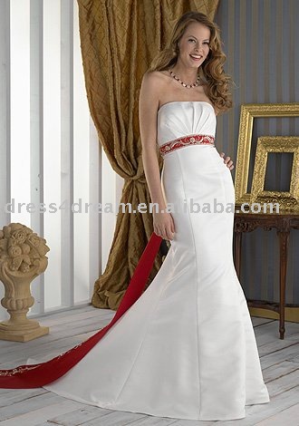 Aline wedding dress 2011 2 Embroidered sashes and waist 3 Pleated bust