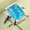 hip hop ring 925 silver fashion gemstone ring blue topaz