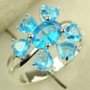 hip hop ring 925 silver fashion gemstone ring blue topaz
