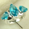 hip hop jewelry 925 silver fashion gemstone ring blue topaz
