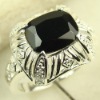 hip hop jewelry 925 silver fashion gemstone ring black onyx