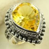 hip hop jewelry 925 silver fashion gemstone ring citrine