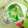 crystal jewelry 925 silver fashion gemstone ring green quartz