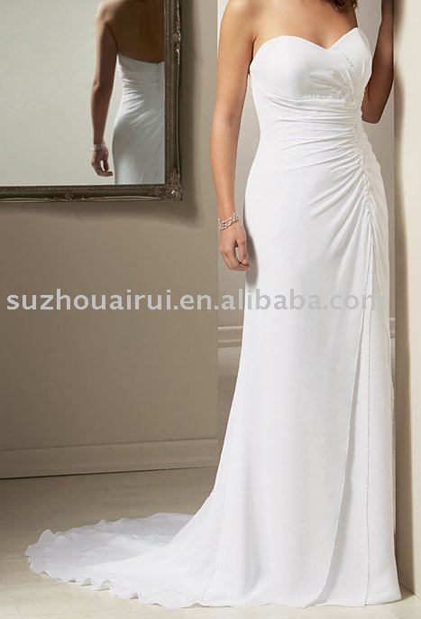 NB334 Simple White Chiffon Bridal Wedding Dress
