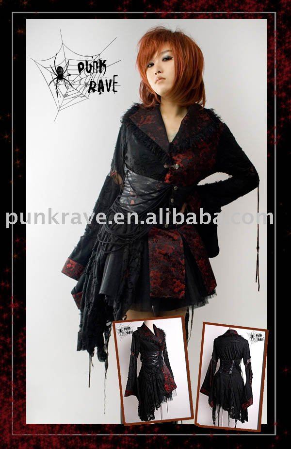 PUNK RAVE Gothic Kimono Dress q093
