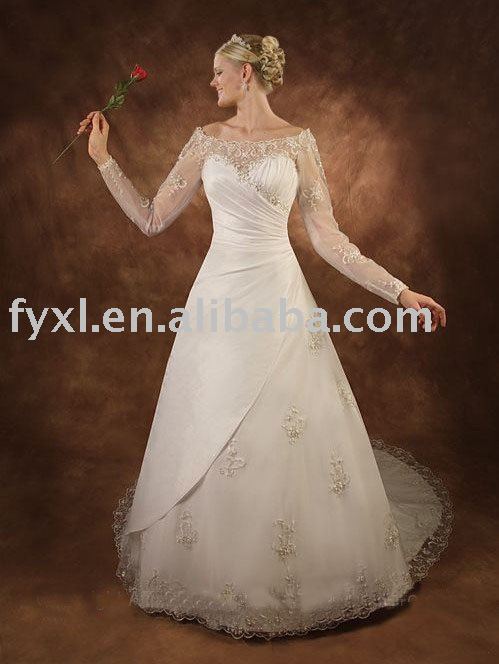 long sleeve rustic wedding dress
