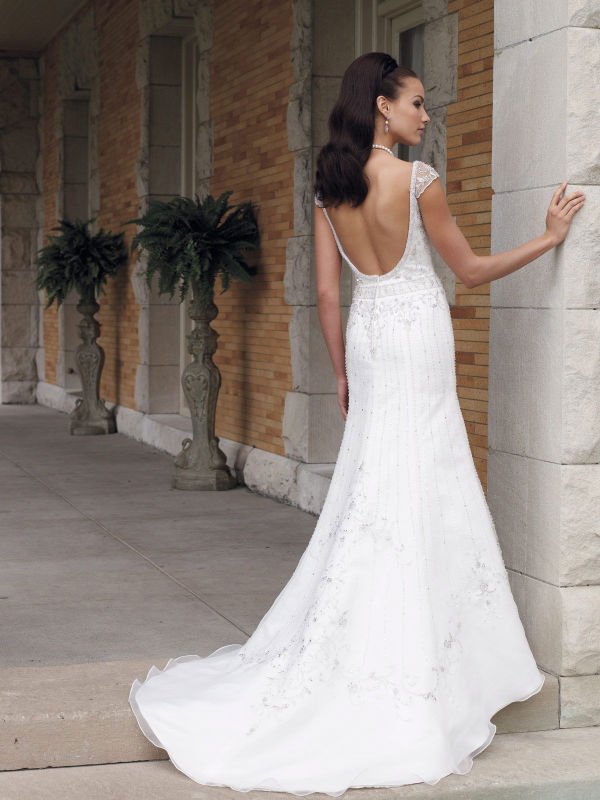 JAW311 retail and whole sale beaded lace cap sleeve backless weddingdress