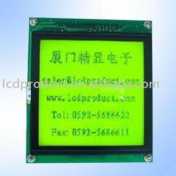 STN Yellow Green 128 x 128 graphic LCD screen with LED Backlight