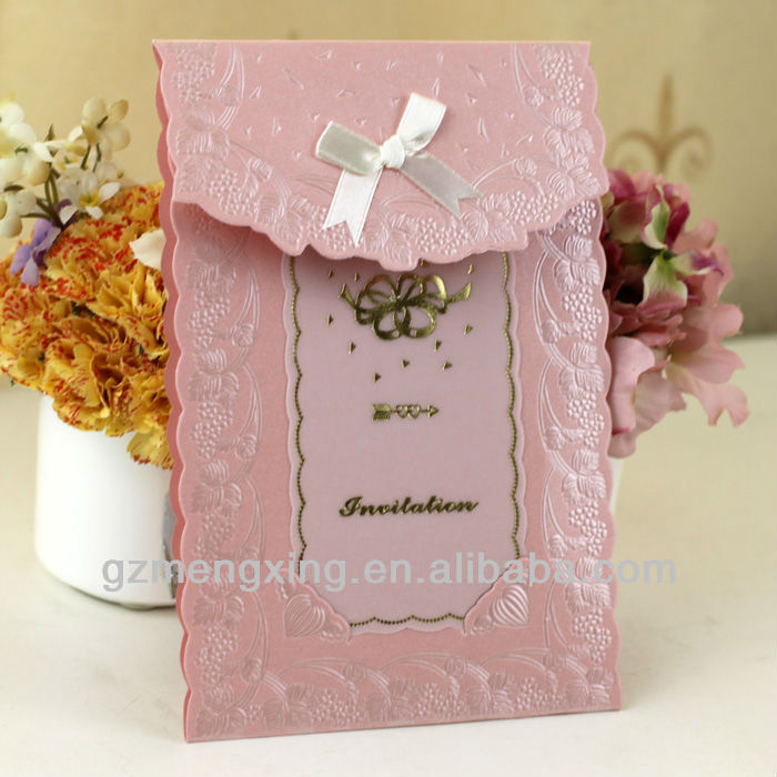 wedding card with lovely surrounding beautiful patterns and a bowW111