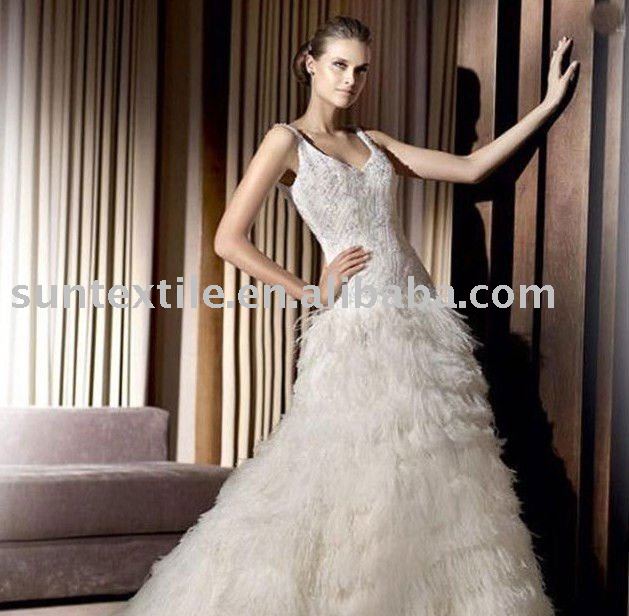 wedding dress 2011. feathered wedding dress 2011