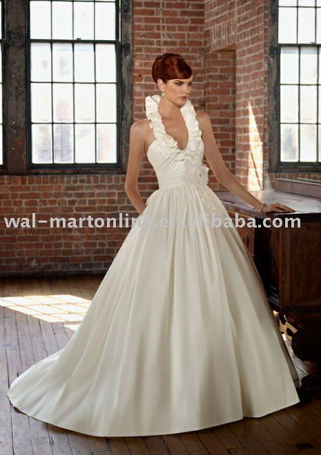 ML399 satin white Halter backless wedding gown