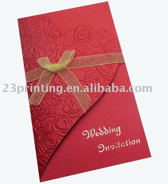 red wedding cards with ribbon