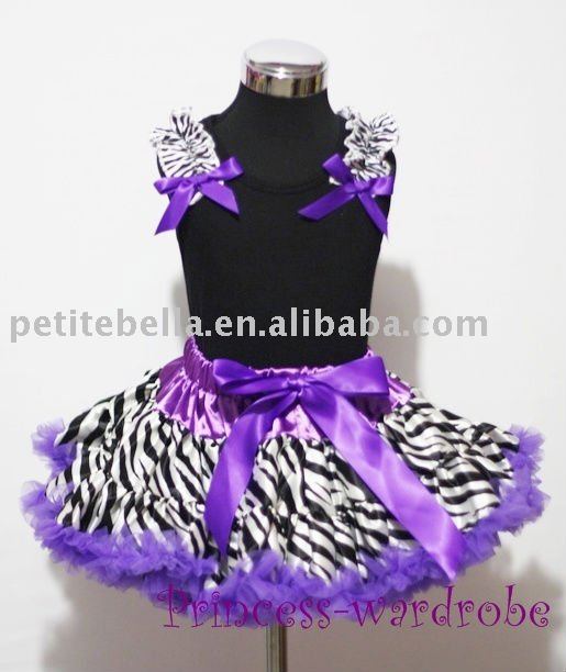 Black Zebra Ruffles Dark Purple Bow Pettitop with Dark Purple Zebra 